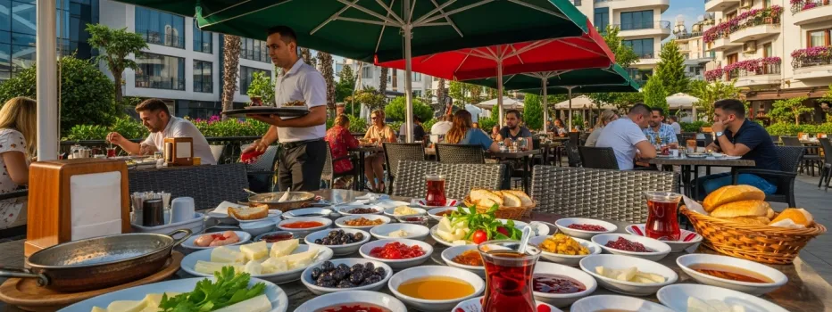 Kepez Kahvaltı mekanları popüler serpme kahvaltı örneği.