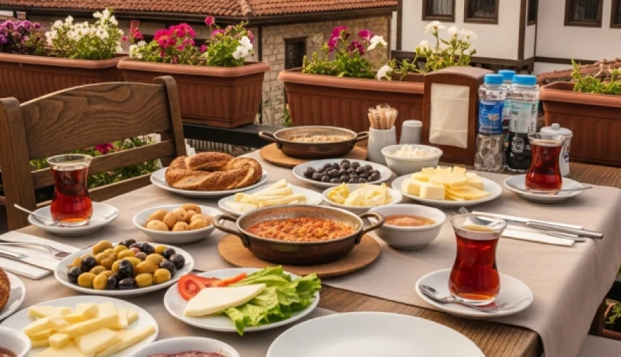 Kütahya kahvaltı mekanları popüler serpme kahvaltı örneği