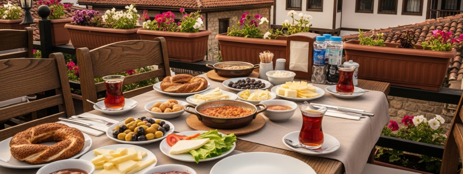 Kütahya kahvaltı mekanları popüler serpme kahvaltı örneği