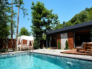 Korunaklı Havuzlu ve Gömme Jakuzili Tek Katlı Modern Süit | GV109